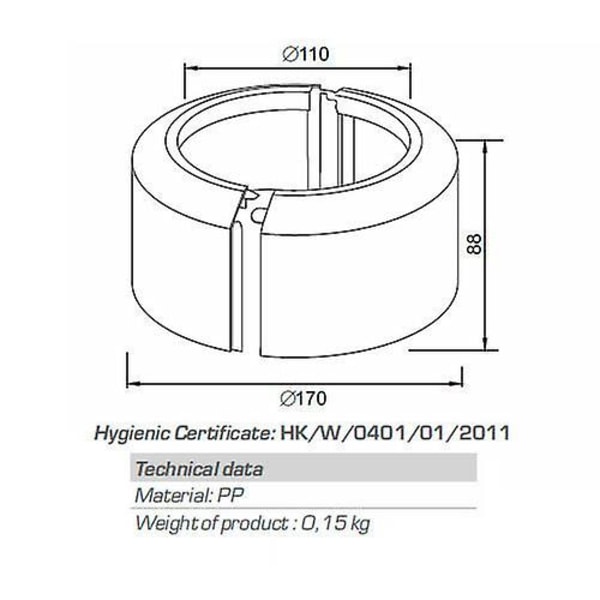 Høy splittet todelt hvit WC-toalett rosett jordrør tilkoblingskragedeksel 110 mm