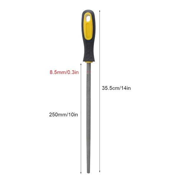 10-tums rund raspfil i stål med handtag, skärpningsverktyg för metall- och läderprojekt, raspfil med medelgrova tänder [fw]