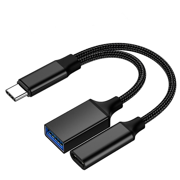 USB-C OTG-kabel Telefonadapter 2 i 1 Typ C till USB A-adapter med PD-laddning [DB]