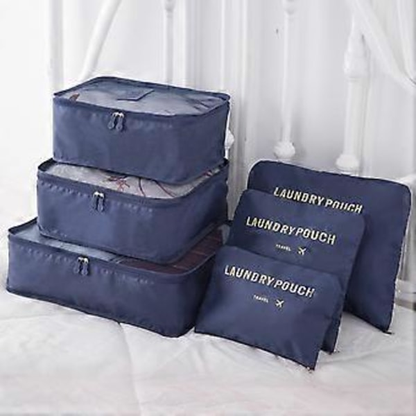 6-pack Resväska Organizer Set - Lätta Väskor med Dragkedja för Hemma och Resa (Blue Lake)