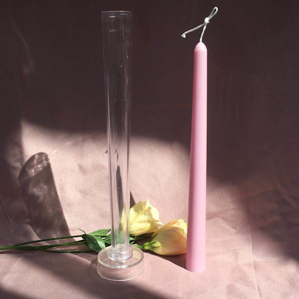 Plastik Lysestøbeforme til Lysfremstilling Klassisk Lang Tilspidset Form - Højde: 24,99 cm, Topdiameter: 1,27 cm (B)