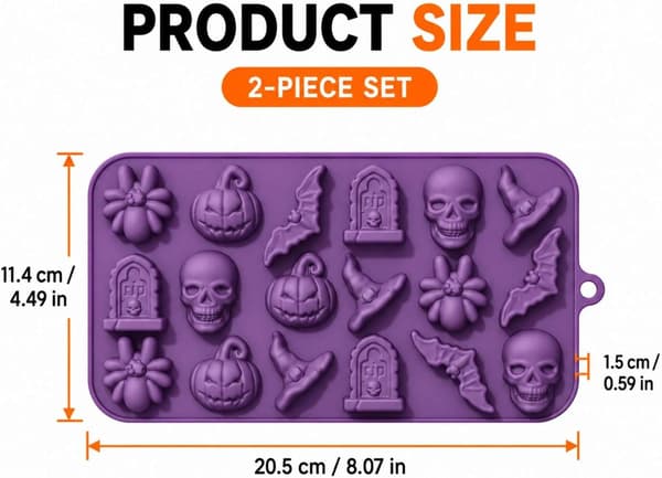 Två Halloween-formar: chokladformar och godisformar i silikon. (W)