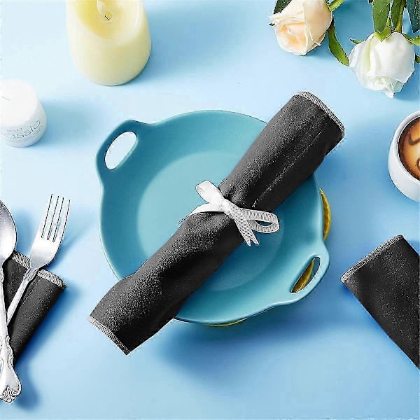 Sølv Opbevaringsposer Sølv Opbevaringsklud Filt Bestik Organizer Anti Plet Sølv Beskyttelsesposer 6 stk. (B) Black