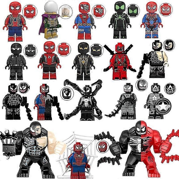 18 stk. Spiderman Venom Minifigurer Byggeklosser Actionfigurer Sett [FW]