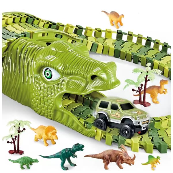 Lasten dinosaurusleikkisetti, 240 osaa ja iso auto