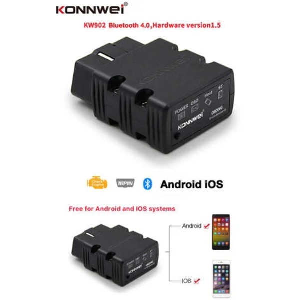 KW902 Mini BT 4.0 Trådlös OBD-II Bilskanner