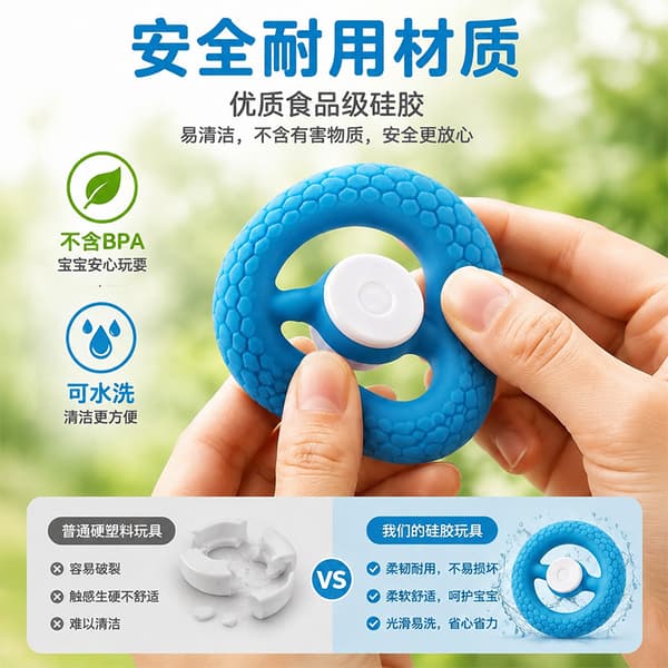 Stressavlastande Fidget Spinner, bärbar, silkeslen silikon, hållbar