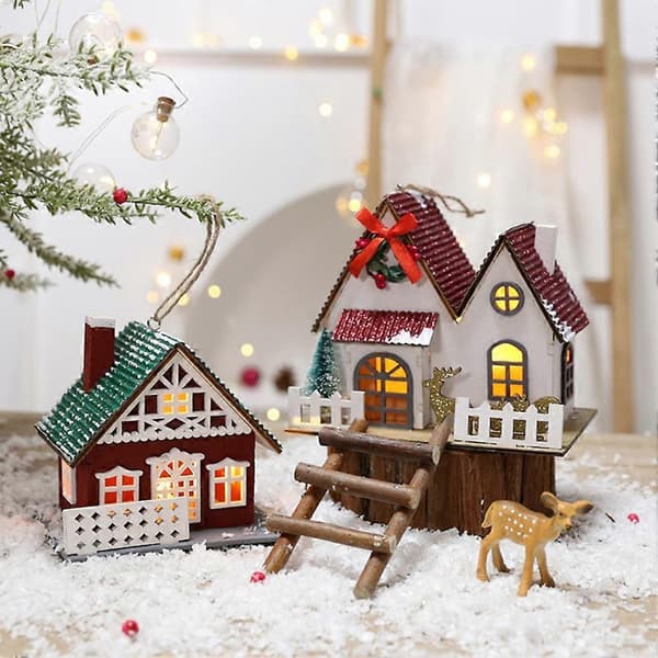 DIY Lysende Trehus Anheng Ornament, 1 Stykke