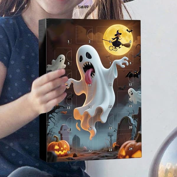 Halloween-julekalender med samleobjekt spøgelsesgnom-figur (24 dage), til drenge og piger (W)
