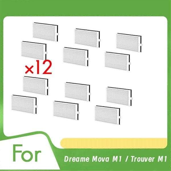 12 kpl Suodatin Dreame Mova M1 / Trouver M1 -imurille, suodattimen puhdistusosien vaihto, robotti-imuri (W)