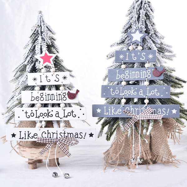 Julgransdekorationer i trä - Set med 12 ornament