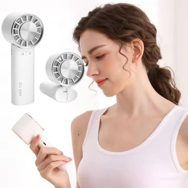Bærbar Mini Håndholdt Ventilator 3 Hastigheder med Display Lommelygte