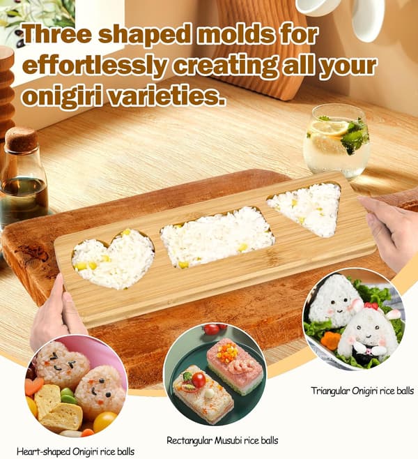 Stort sushiformsett i bambus for å lage klassiske risboller og musubi