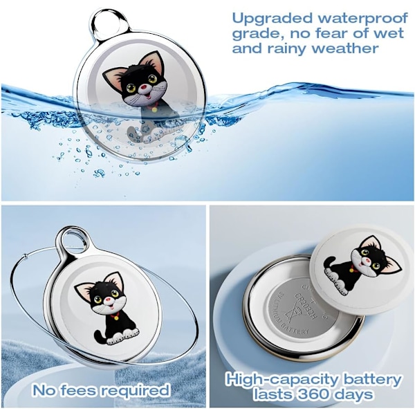 Mini GPS Katte Tracker - Vandtæt Halsbånd til Real-Time Tracking af Katte & Hunde (W)