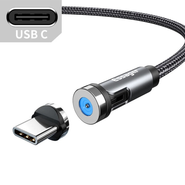 Roterende magnetisk kabel hurtig opladning magnet oplader micro usb type c kabel