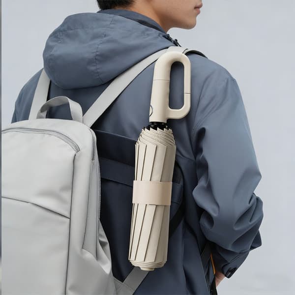Automatisk foldeparaply 3-delt 32,5x6 cm Beige UPF50+ kulstofstål