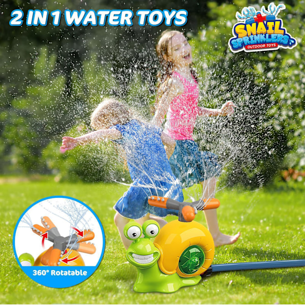 2-i-1 Snegle Vannspreder Baseball Leker, 360° Roterende Spray Vann Lek med 2 Sprederhoder, for Gutter Jenter (W)