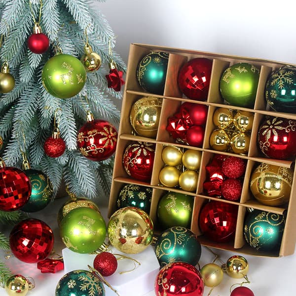 Guld Röda Julkulor 44st 3-6cm Set