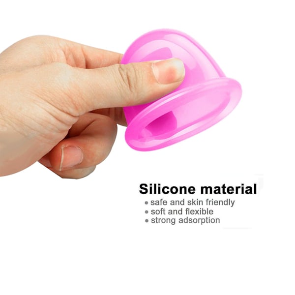 Koppningsterapi Set 7 Delar Silikon Anti-Cellulit Kopp Vakuum Sug Massage Koppar Ansiktskoppningsset Kropp och Ansikte (Rosa) (W)
