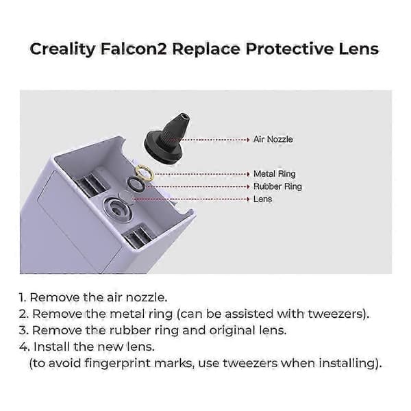 Creality Falcon2 utbytes-skyddslins för lasermodulhuvud lasergravyr reservdel 5 st/set