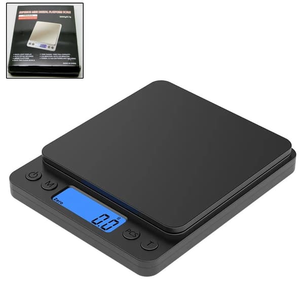 Presis digital vekt 0,1g til 3kg med batterier