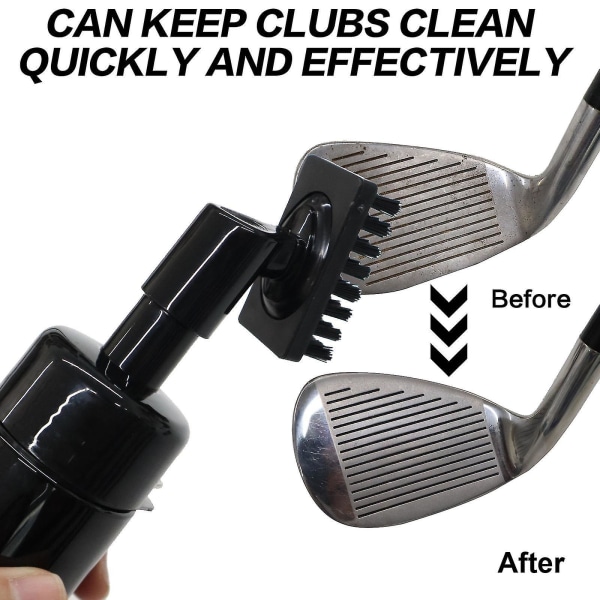 Golfklubbrengöringsborste Golfrengöringsborste med 5 ounces vatten, golfborste med styva nylon , golftillbehör [fw] Black