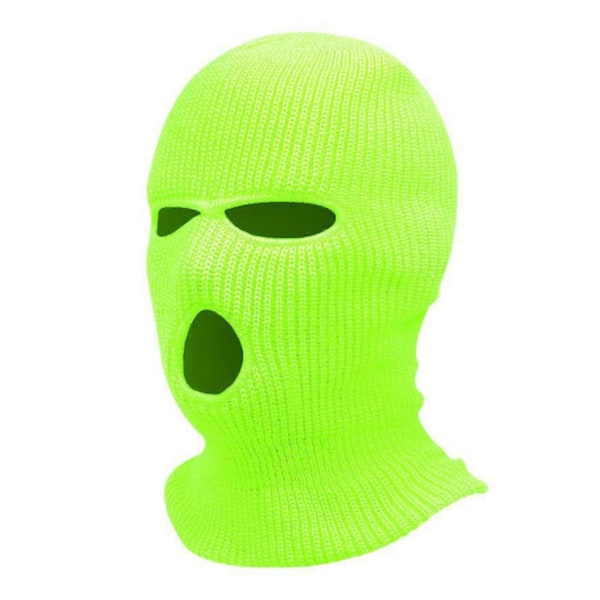 Unisex Strikklue med 3 Hull Design Vindtett Beanie Vinter Myk Varmt Beskyttende Hodeplagg for Utendørs Reiser Fluorescent Yellow One Size