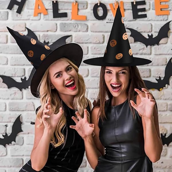 Heksehatter, gotiske dekorasjoner, originale kostymer til Halloween (W)