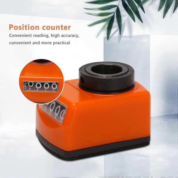 Digital positionsindikator maskine med orange og sort design - 14mm display
