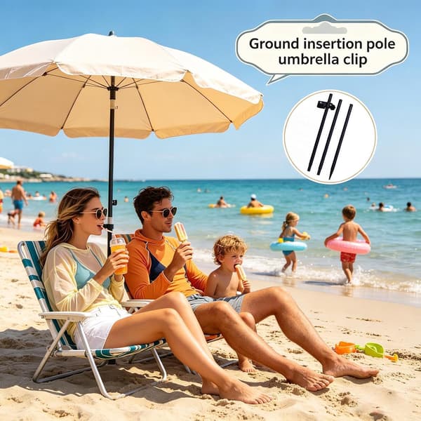 Robust metal parasolfod med sandklemme til udendørs udflugter, sommerferier og poolen (W)