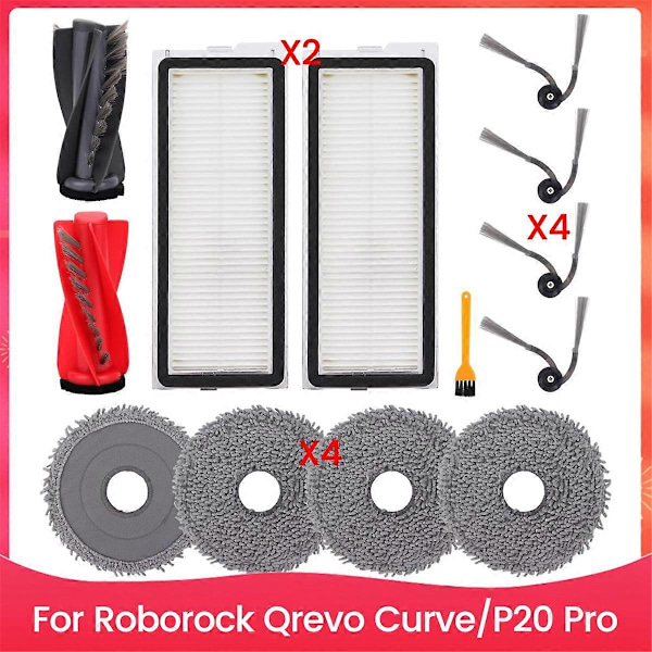 Reservedele til Roborock Qrevo Curve/P20 Pro Robotstøvsuger Dele Hoved Sidebørste HEPA Filtre M (W)