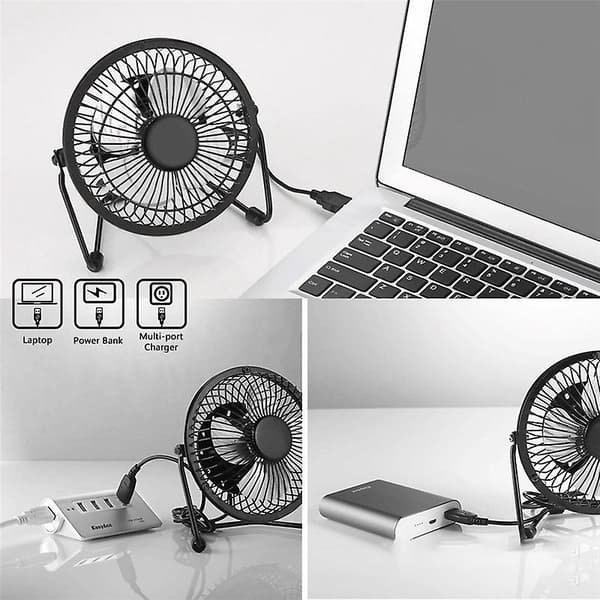 5W 5V Solpaneldrevet Ventilator, Mini Bærbar Ventilationskøleventilator 4-Tommer USB Bærbar Ventilator til Ca (Fww) black