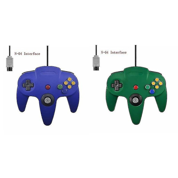 2 Pak Klassisk Ledningsforbundet N64 Controller Retro Spil 64-bit Gamepad Joystick Udskiftningscontroller - G 24 2pcs