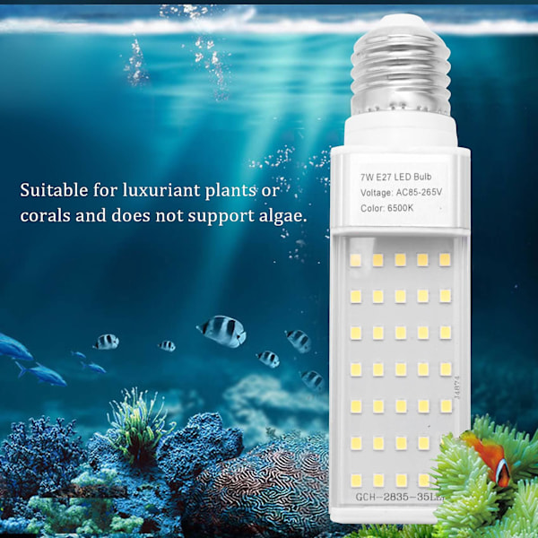 Fishpod Vit Växt Akvarium 7w Växande Ljus Led Tank Fisk Korall Glödlampa E27 Lampa