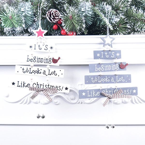 Julgransdekorationer i trä - Set med 12 ornament