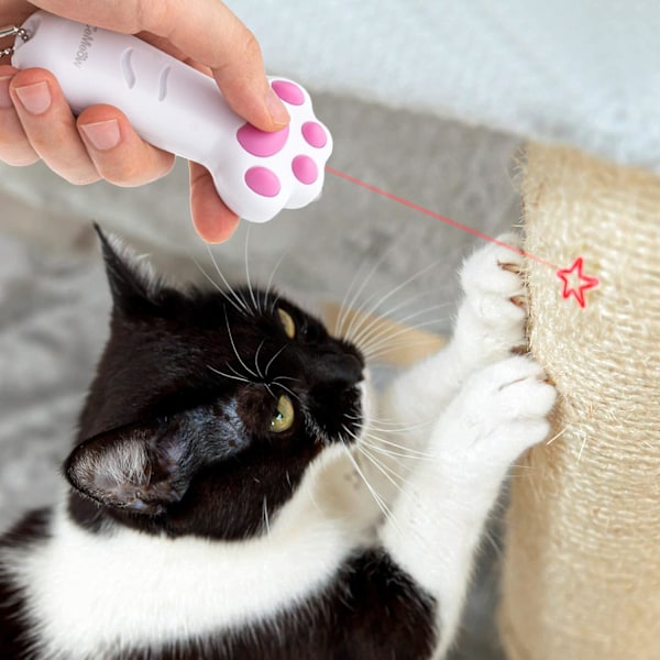 Katte laserleker 7 i 1 LED-peker poteformet, 3 lysmoduser
