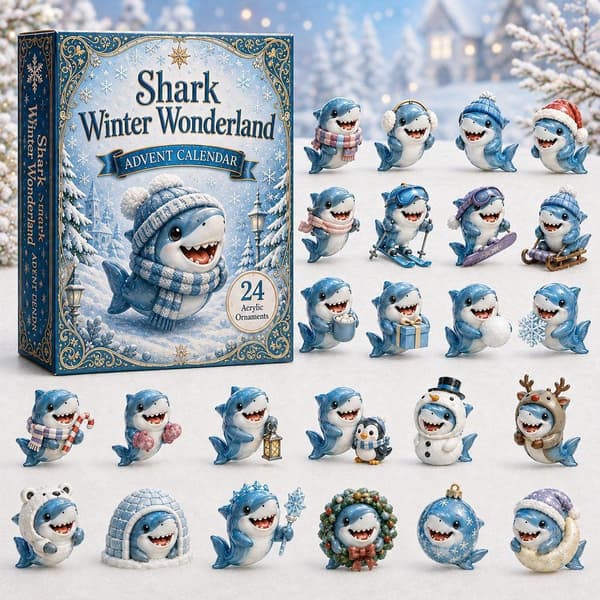 Julekalender, 2D akryl hajpynt, 24 dage, ornamenter til træ, vindue, bil, nøglering. (W)