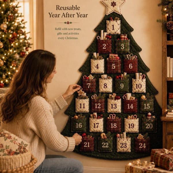 DIY 24-facks julkalender i tyg (24-facks julgran) (W)