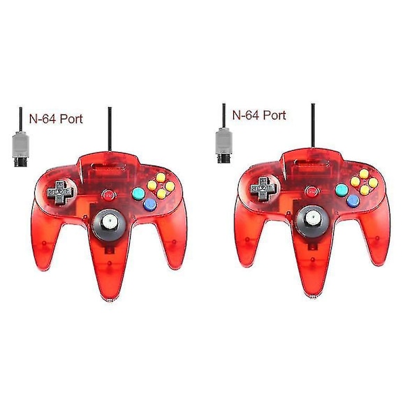 2-pakks Klassisk Ledningsbasert N64-Kontroller Retrospill 64-bit Spillkontroll Joystick Erstatningskontroll - G 16 2pcs