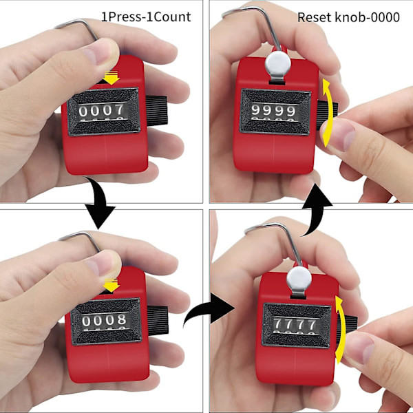 12 stycken manuell räknare, manuell mekanisk handhållen räknare med ring för skola, golf och stickning [FW]