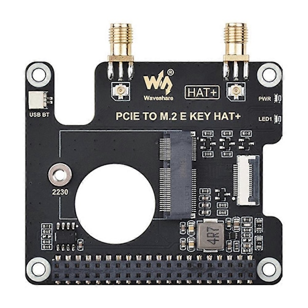Waveshare PCIe - M.2 E KEY -sovitinkortti HAT+ Raspberry Pi 5:lle, verkkokortin laajennuskortti Suppo (W)