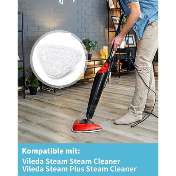 8-pak Erstatningsbetræk til Vileda Steam & Vileda Steam Plus Damprenser, Mikrofiber Dampmoppe Tilbehør Kompatibelt