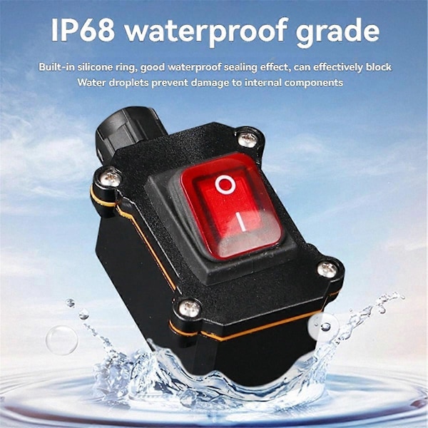 IP68 Vandtæt Båd Rocker Switch 220V 30A Vandtæt Switch med LED Lys Power Knap on/OFF (W)