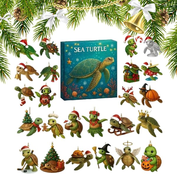 Julekalender med havskilpadder (24 dager) - 2D Akrylpynt (W)
