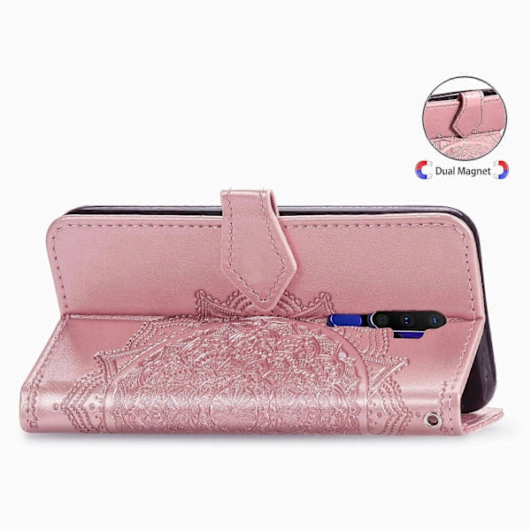 Fodral för OPPO A5 2020/A9 2020 Läderplånboksfodral Präglad Mandala Magnetisk Flip Skydd Stötsäker - Roséguld (W)