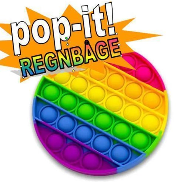 Pop It Fidget Leksak Original - Regnbåge Rund - CE-godkänd (W)