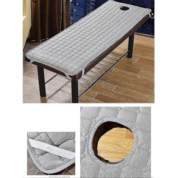 Madrass for massasjebenk med hull, skjønnhetspute, sklisikker pute 185x70cm grå (W)