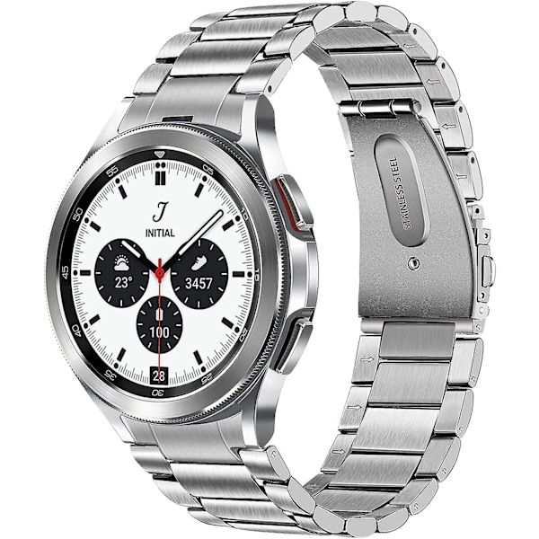 Remfri rem til Galaxy Watch 4 Classic 46mm, rustfrit stål armbånd med stærk metalclips udskiftningsrem til Samsung Galaxy Watch4 Class (W)