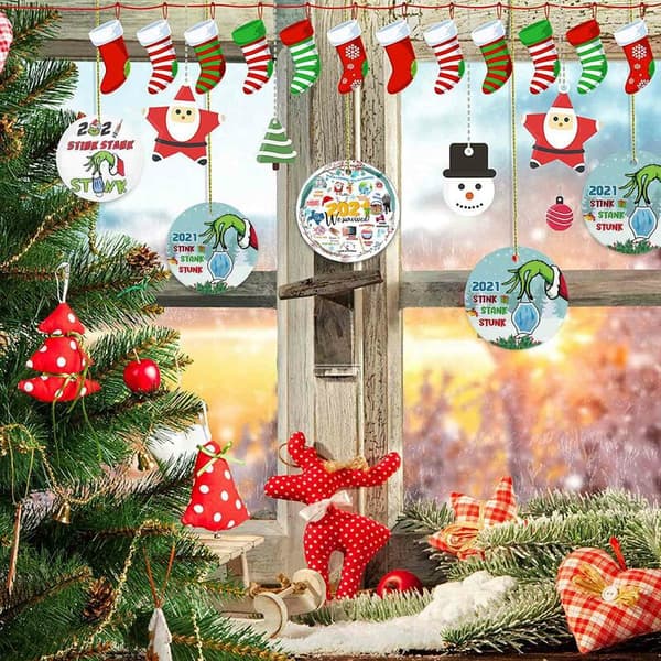 Julgransprydnader (set om 5) Keramiska dekorationer