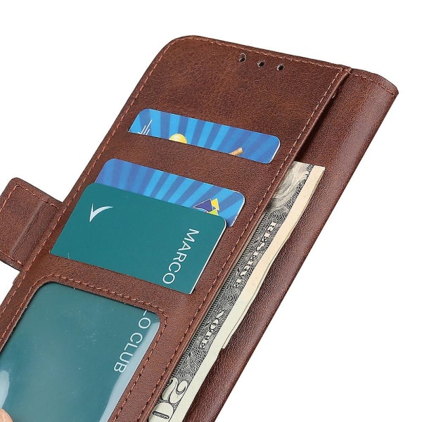För Samsung Galaxy Xcover 6 Pro PU Läder Flip Wallet Case Inre TPU Full Protection Anti-Drop Stativ Funktion Folio Cover {FW} Brown